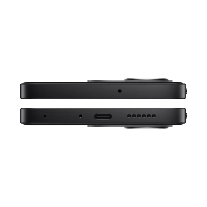Black smartphone bottom side view with ports and speaker grille