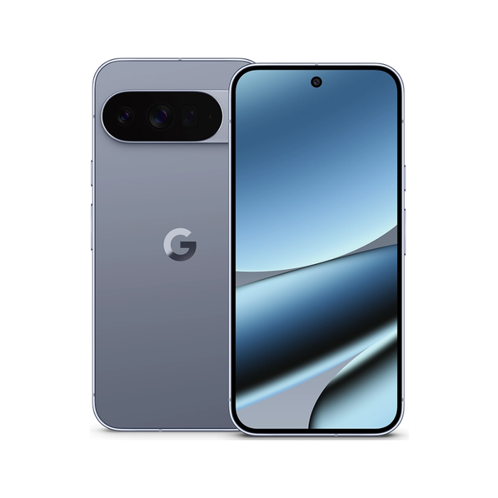 Google Pixel 10 Pro XL smartphone in Moonstone, front and back with triple camera