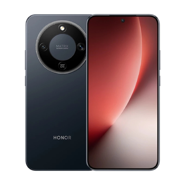 Midnight Black 5G unlocked smartphone, front and back views