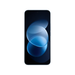 Blue smartphone front view with abstract blue circular wallpaper on the display