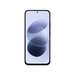 Black smartphone front with centered dot and abstract blue screen