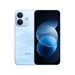 Blue smartphone front and back views with dual rear cameras and abstract blue wallpaper