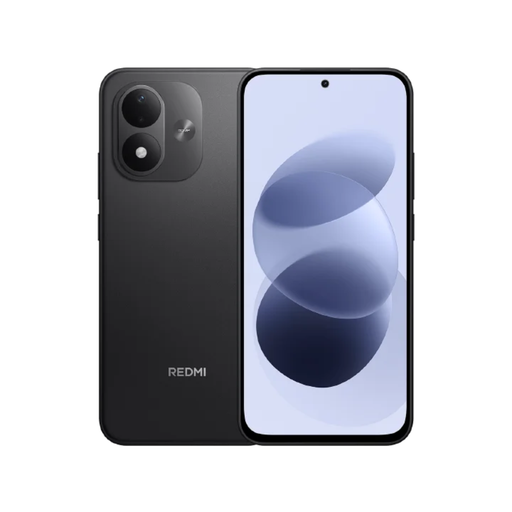 Black smartphone with dual camera and front screen display