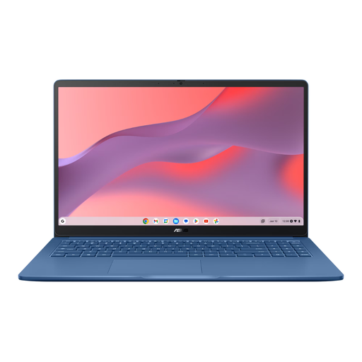 ASUS Chromebook CX15 laptop with blue body and open screen