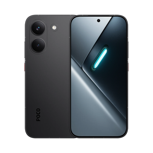 Black smartphone front view with dual rear cameras and glowing notification light