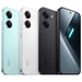 Mint green smartphone with dual rear cameras and front display view
