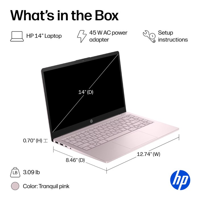 HP 14" HD Windows Laptop (14-em0011wm) Windows 11 Home 256GB/4GB RAM (New)