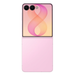 Pink foldable clamshell smartphone showing front screen and rear panel