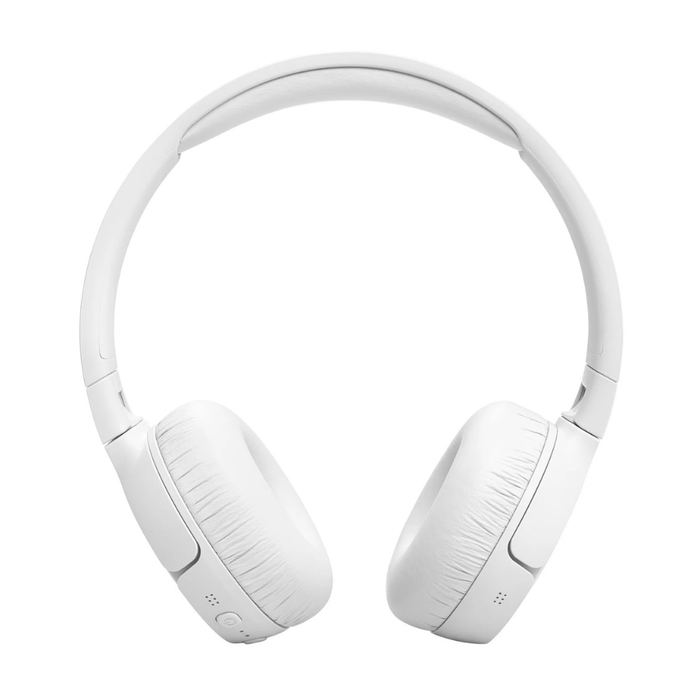 White over-ear headphones with padded headband and oval ear cups