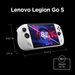 Glacier White Legion Go S handheld gaming device size and weight shown