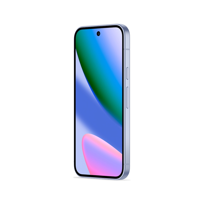 Smartphone shown in side view with Frost-colored frame and green-blue front screen.