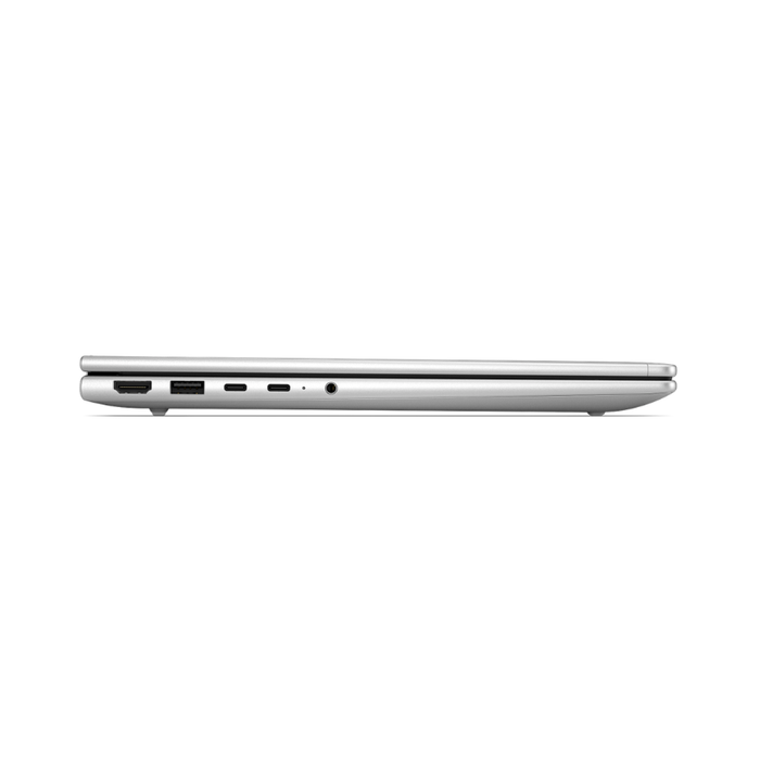 HP ProBook 14-inch laptop, silver, side view showing USB and audio ports.