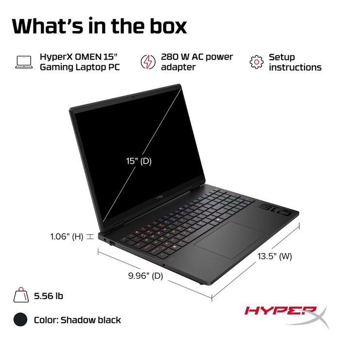 HP HyperX OMEN 15.3" AMD Ryzen 9 8940HX Processor 1TB/16GB RAM Windows 11 Home Shadow Black (New)