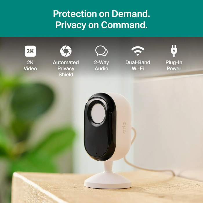 Arlo (VMC3070-100NAS) Essential Indoor Security Camera 3rd Gen (2025) White (NEW)