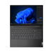 Top view of black Lenovo laptop with 15.6-inch display and trackpad