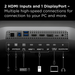 Monitor rear ports panel with HDMI, DisplayPort, USB-C, and headphone jack