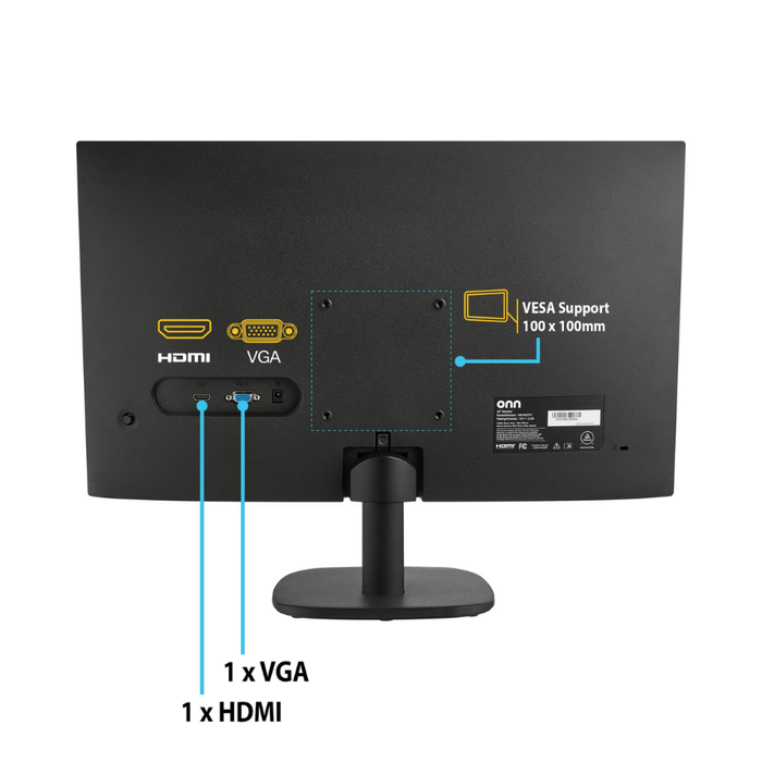 Onn 24" FHD (1920 x 1080p) 144hz Office Monitor with 6.07 ft HDMI Cable Black (New)