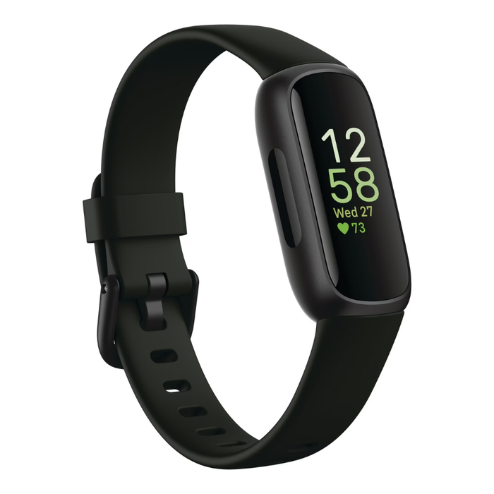 Fitbit Inspire 3 in Midnight Zen with black fitness tracker display and dark strap
