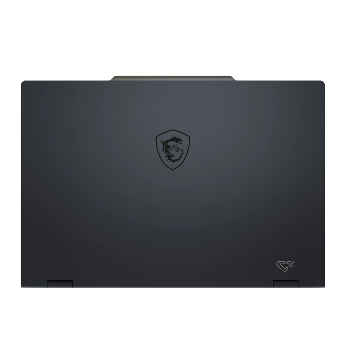 Cyborg Gaming-Laptop Rückseite mit Emblem auf transluzent schwarzem Deck