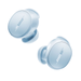 Wireless noise-cancelling earbuds in light blue, earbuds with oval charging ports