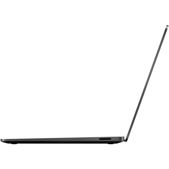 Black Microsoft Surface Laptop 13.8" thin side profile with edge ports visible.
