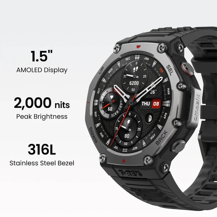 Amazfit T-Rex 3 Military Smart Watch 48mm Black (New)