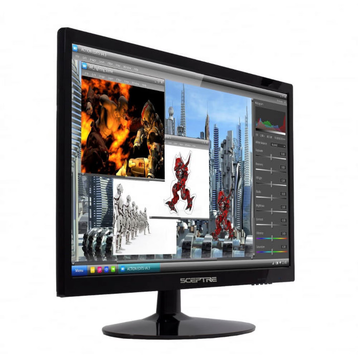 Sceptre 22" (E225W-19208A) LED Monitor Build-in Speakers 75Hz 5ms True Black (New)