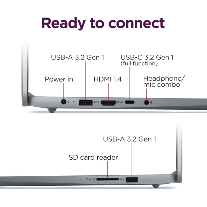 IdeaPad Slim 3i laptop ports: USB-A, USB-C, HDMI, and headphone/mic combo