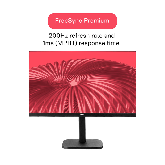 Onn 25" Gaming Monitor FHD (1920 x 1080p) 200Hz 1ms AMD FreeSync with Cables Black (New)