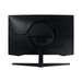 Black rear view gaming monitor with circular stand and textured back panel
