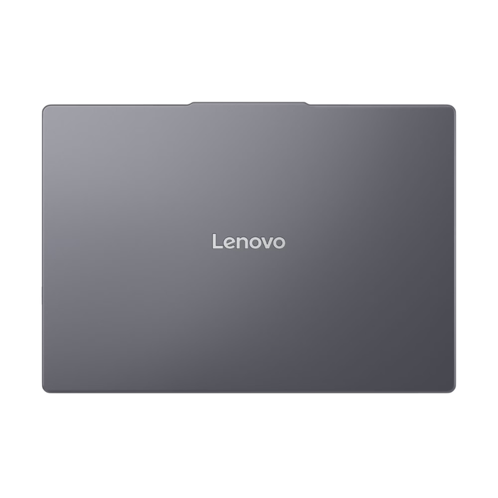 Gray laptop lid with Lenovo logo