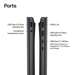 Laptop side ports: HDMI, USB-C, USB-A, and headphone/microphone combo