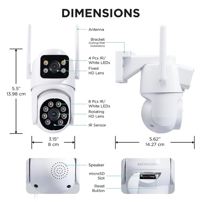 Merkury Smart Outdoor Camera (MI-CW084-199W) White (NEW)