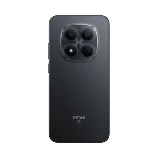 Smartphone back view in dark color with circular triple camera module and Redmi logo