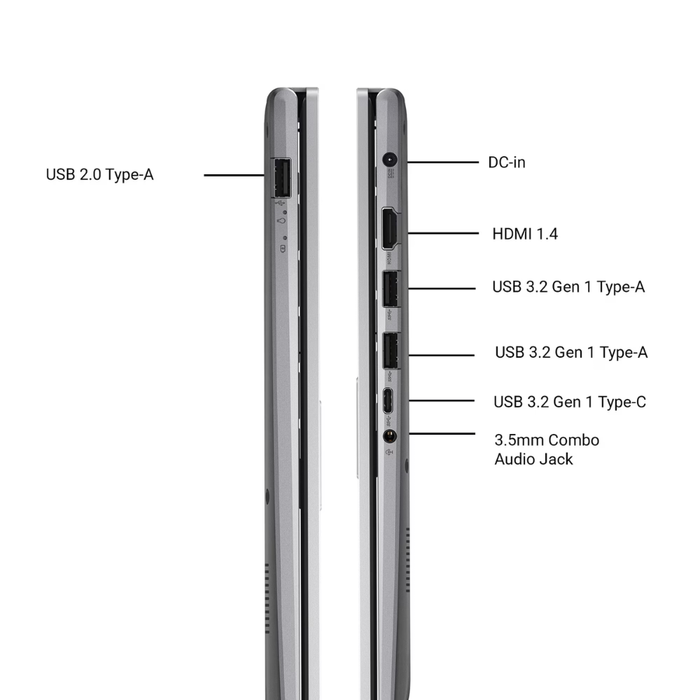 ASUS Vivobook 15 side ports: DC-in, HDMI 1.4, USB, USB-C, 3.5mm audio jack.