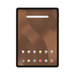Onn 11-inch tablet with dark bezel, brown home screen icons on display