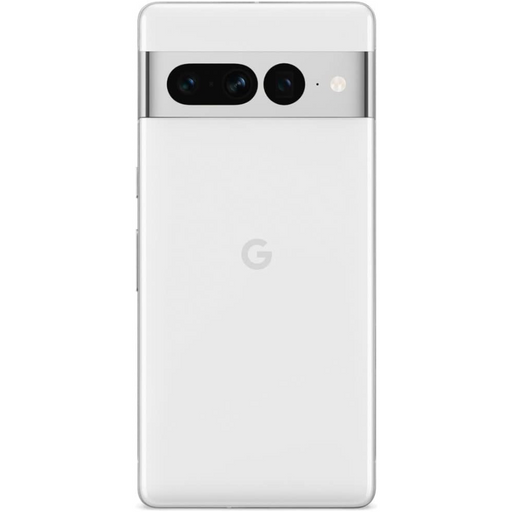 Back of New Google Pixel 7 Pro smartphone, AT&T model with warranty, USA version, showcasing front display and sleek design