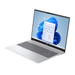 Glacier Silver HP OmniBook 5 laptop open at angle, 16-inch touchscreen visible