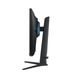 Black monitor rear edge view with stand base and textured back panel