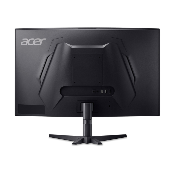 Back of 31.5" black gaming monitor with VESA-style mount and vented panel
