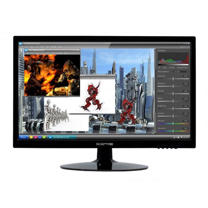 Sceptre 22" (E225W-19208A) LED Monitor Build-in Speakers 75Hz 5ms True Black (New)