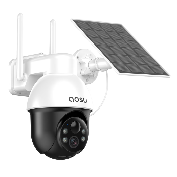 AOSU (C9L2BA11) 2K Wi-Fi Outdoor AI-Smart Solar Security Camera White (NEW)