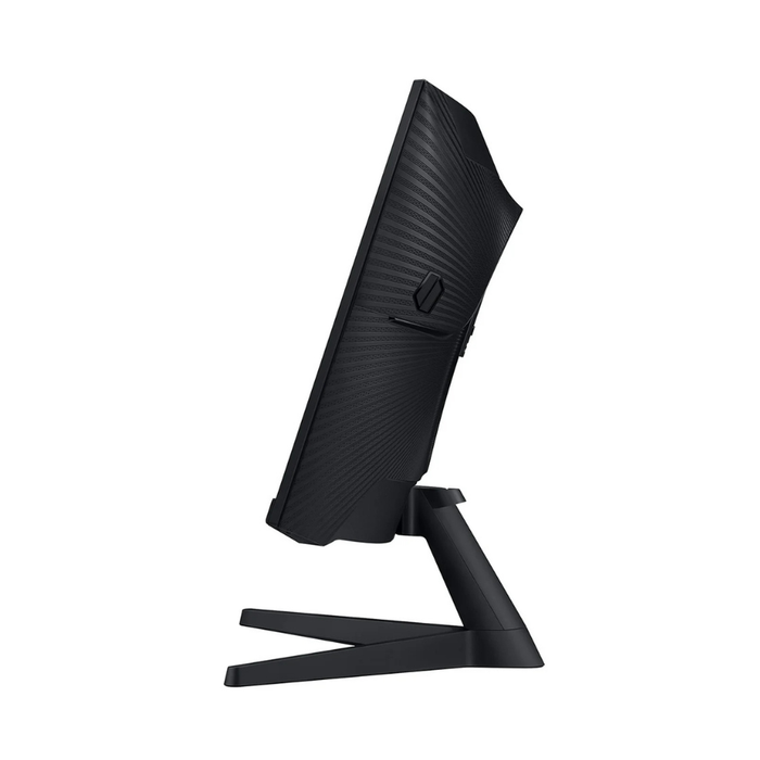 Black Samsung Odyssey G5 gaming monitor side view with slim stand