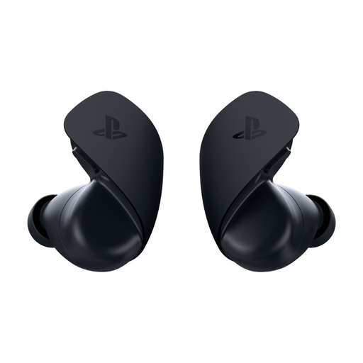 Midnight Black wireless earbuds, front view with earbud tips