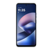 Blue smartphone front view with 11:35 home screen and top camera hole