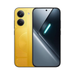 Yellow smartphone with front display and dual rear cameras