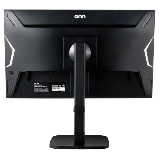 Black gaming monitor rear with stand and port panel