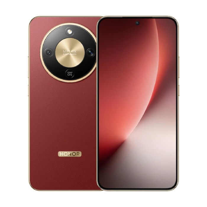 Reddish Brown 5G unlocked smartphone, front and back views