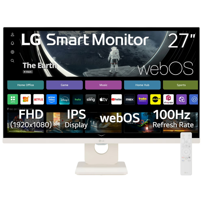 LG 27" (27U55WSA-W.AUS) FHD IPS Smart Monitor 100Hz White (New)