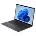 Laptop front view with blue Windows 11 wallpaper on 16-inch screen and black keyboard